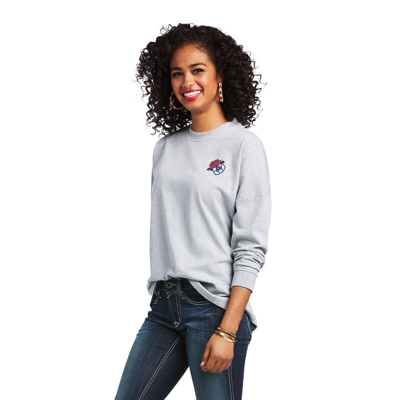 Ariat T-Shirts Damen - Real Oversize Grau ( YRAWJ-7925 )